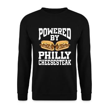 Powered By Philly Cheesesteak - Unisex Sweatshirt - black - Front - Alina (178cm) & Michal (187cm)