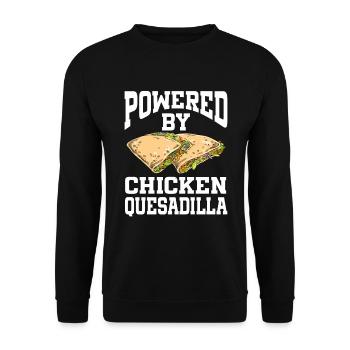 Powered By Chicken Quesadilla - Unisex Pullover - Schwarz - Vorne - Alina (178cm) & Michal (187cm)
