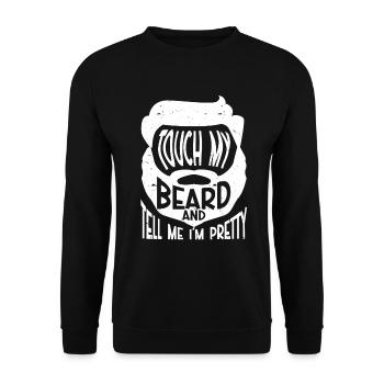 Citation de barbe, Touche ma barbe et dis-moi que je suis jolie - Sweat-shirt Unisexe - noir - Devant - Alina (178cm) & Michal (187cm)