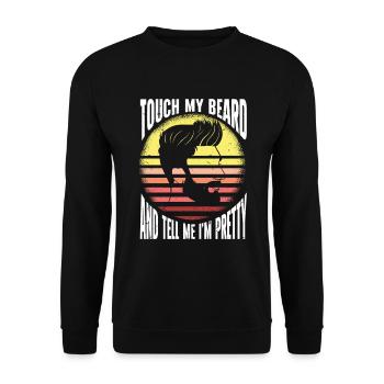 Citation de barbe, Touche ma barbe et dis-moi que je suis jolie - Sweat-shirt Unisexe - noir - Devant - Alina (178cm) & Michal (187cm)