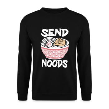 Send Noods Funny Japanese Ramen Noodle - Unisex Pullover - Schwarz - Vorne - Alina (178cm) & Michal (187cm)