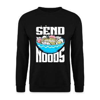Send Noods Funny Japanese Ramen Noodle - Unisex Pullover - Schwarz - Vorne - Alina (178cm) & Michal (187cm)
