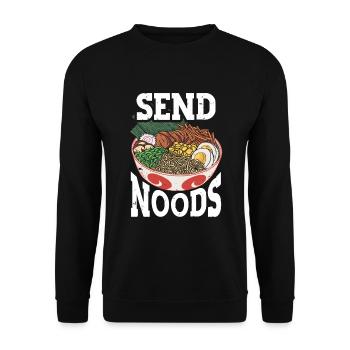 Send Noods Funny Japanese Ramen Noodle - Unisex Pullover - Schwarz - Vorne - Alina (178cm) & Michal (187cm)
