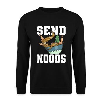 Send Noods Funny Japanese Ramen Noodle - Unisex Pullover - Schwarz - Vorne - Alina (178cm) & Michal (187cm)