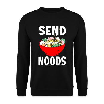 Send Noods Funny Japanese Ramen Noodle - Unisex Pullover - Schwarz - Vorne - Alina (178cm) & Michal (187cm)