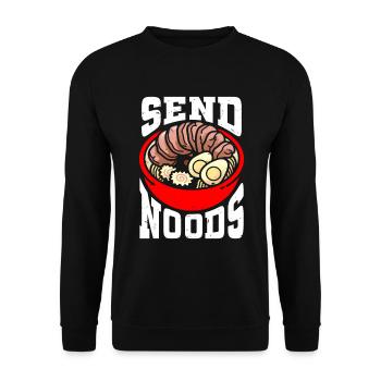 Send Noods Funny Japanese Ramen Noodle - Unisex Pullover - Schwarz - Vorne - Alina (178cm) & Michal (187cm)