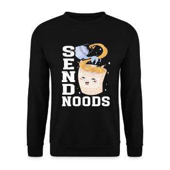 Send Noods Funny Japanese Ramen Noodle - Unisex Pullover - Schwarz - Vorne - Alina (178cm) & Michal (187cm)