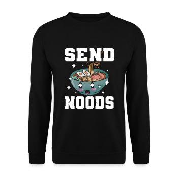 Send Noods Funny Japanese Ramen Noodle - Unisex Pullover - Schwarz - Vorne - Alina (178cm) & Michal (187cm)