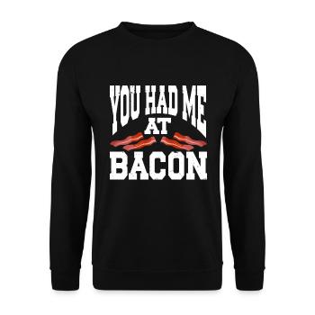 You Had Me At Bacon - Unisex Sweatshirt - black - Front - Alina (178cm) & Michal (187cm)