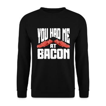 You Had Me At Bacon - Unisex Sweatshirt - black - Front - Alina (178cm) & Michal (187cm)