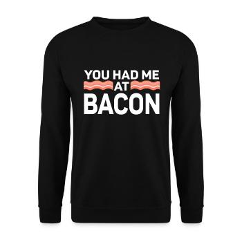 You Had Me At Bacon - Unisex Sweatshirt - black - Front - Alina (178cm) & Michal (187cm)
