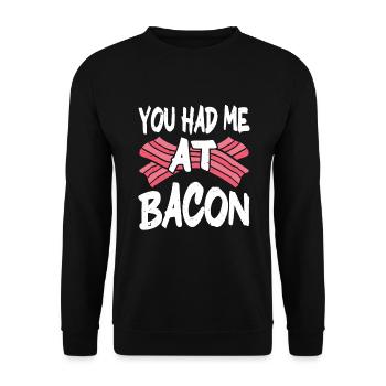 You Had Me At Bacon - Unisex Sweatshirt - black - Front - Alina (178cm) & Michal (187cm)