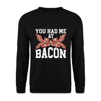 You Had Me At Bacon - Unisex Sweatshirt - black - Front - Alina (178cm) & Michal (187cm)