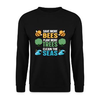 Save More Bees Plant More Trees Clean The Seas - Unisex Pullover - Schwarz - Vorne - Alina (178cm) & Michal (187cm)