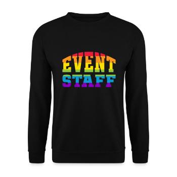 Event Staff Front Design Party Crew Pride LGBT - Unisex Pullover - Schwarz - Vorne - Alina (178cm) & Michal (187cm)