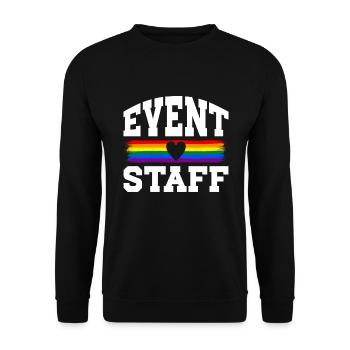 Event Staff Front Design Party Crew Pride LGBT - Unisex Pullover - Schwarz - Vorne - Alina (178cm) & Michal (187cm)