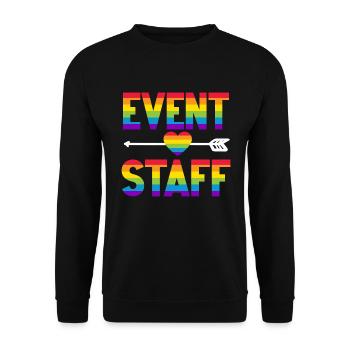 Event Staff Front Design Party Crew Pride LGBT - Unisex Pullover - Schwarz - Vorne - Alina (178cm) & Michal (187cm)