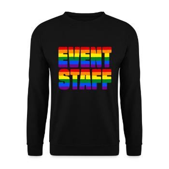 Event Staff Front Design Party Crew Pride LGBT - Unisex Pullover - Schwarz - Vorne - Alina (178cm) & Michal (187cm)