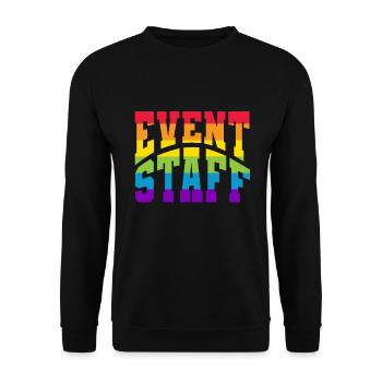 Event Staff Front Design Party Crew Pride LGBT - Unisex Pullover - Schwarz - Vorne - Alina (178cm) & Michal (187cm)