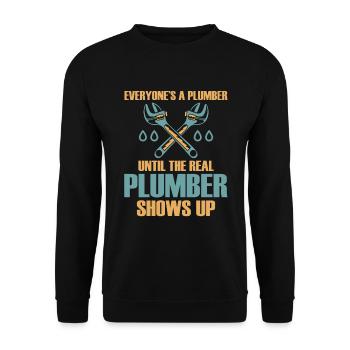 Drôle Je suis plombier - Sweat-shirt Unisexe - noir - Devant - Alina (178cm) & Michal (187cm)