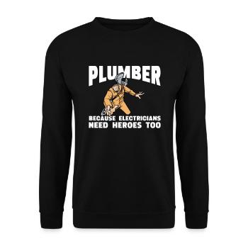 Drôle Je suis plombier - Sweat-shirt Unisexe - noir - Devant - Alina (178cm) & Michal (187cm)