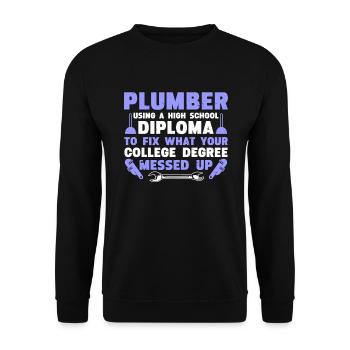 Drôle Je suis plombier - Sweat-shirt Unisexe - noir - Devant - Alina (178cm) & Michal (187cm)