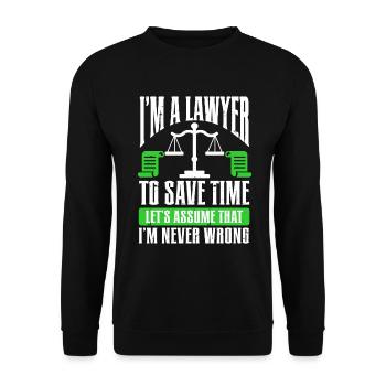 Law Lawyer - Unisex Pullover - Schwarz - Vorne - Alina (178cm) & Michal (187cm)