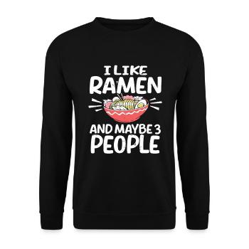 I Like Ramen And Maybe 3 People Chopsticks Noodle - Unisex Pullover - Schwarz - Vorne - Alina (178cm) & Michal (187cm)