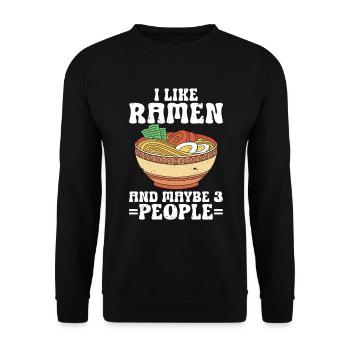 I Like Ramen And Maybe 3 People Chopsticks Noodle - Unisex Pullover - Schwarz - Vorne - Alina (178cm) & Michal (187cm)