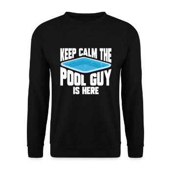 Pool Cleaner Keep Calm The Pool Guy Is Here - Unisex Pullover - Schwarz - Vorne - Alina (178cm) & Michal (187cm)