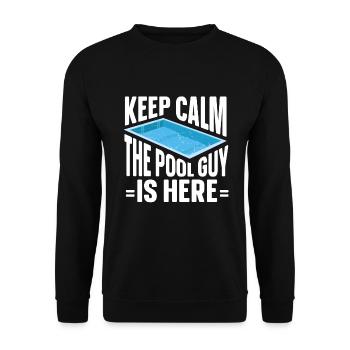 Pool Cleaner Keep Calm The Pool Guy Is Here - Unisex Pullover - Schwarz - Vorne - Alina (178cm) & Michal (187cm)