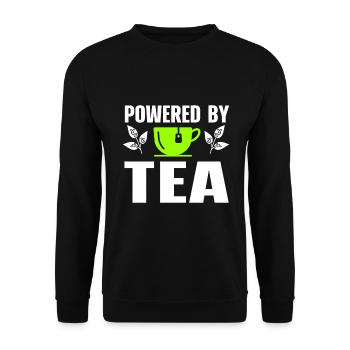 Tea Lover Tea Drinker Quotes Powered By Tea - Unisex Pullover - Schwarz - Vorne - Alina (178cm) & Michal (187cm)