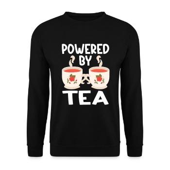 Tea Lover Tea Drinker Quotes Powered By Tea - Unisex Pullover - Schwarz - Vorne - Alina (178cm) & Michal (187cm)