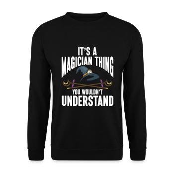 Funny Magician Magic - Unisex Pullover - Schwarz - Vorne - Alina (178cm) & Michal (187cm)