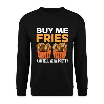 French Fries Food Pun Potato - Unisex Pullover - Schwarz - Vorne - Alina (178cm) & Michal (187cm)