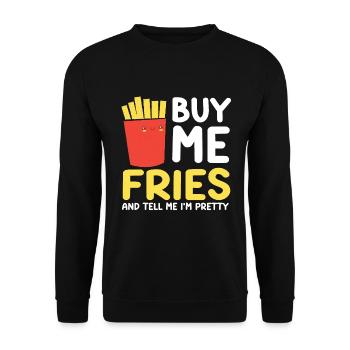 French Fries Food Pun Potato - Unisex Pullover - Schwarz - Vorne - Alina (178cm) & Michal (187cm)