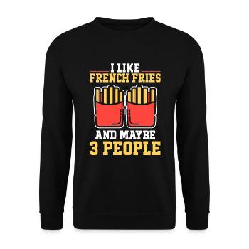 French Fries Food Pun Potato - Unisex Pullover - Schwarz - Vorne - Alina (178cm) & Michal (187cm)