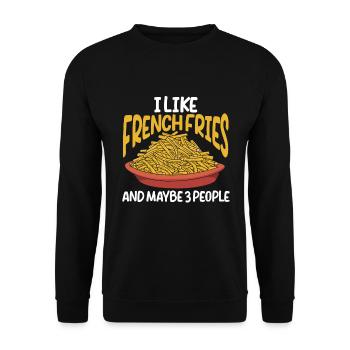 French Fries Food Pun Potato - Unisex Pullover - Schwarz - Vorne - Alina (178cm) & Michal (187cm)