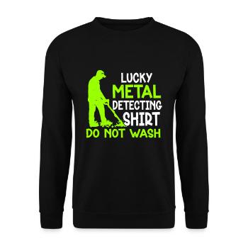 Metal Detector Shirt for Men Lucky Metal Detecting - Unisex Pullover - Schwarz - Vorne - Alina (178cm) & Michal (187cm)