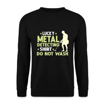 Metal Detector Shirt for Men Lucky Metal Detecting - Unisex Pullover - Schwarz - Vorne - Alina (178cm) & Michal (187cm)