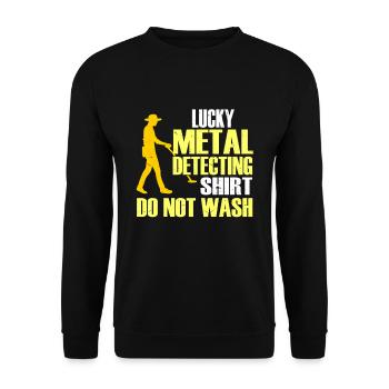 Metal Detector Shirt for Men Lucky Metal Detecting - Unisex Pullover - Schwarz - Vorne - Alina (178cm) & Michal (187cm)