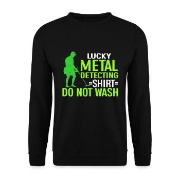 Metal Detector Shirt for Men Lucky Metal Detecting - Unisex Pullover - Schwarz - Vorne - Alina (178cm) & Michal (187cm)