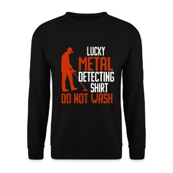 Metal Detector Shirt for Men Lucky Metal Detecting - Unisex Pullover - Schwarz - Vorne - Alina (178cm) & Michal (187cm)