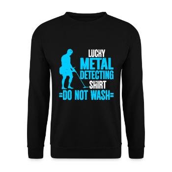 Metal Detector Shirt for Men Lucky Metal Detecting - Unisex Pullover - Schwarz - Vorne - Alina (178cm) & Michal (187cm)