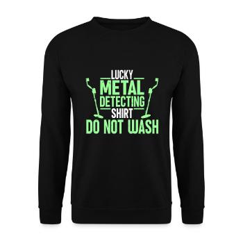 Metal Detector Shirt for Men Lucky Metal Detecting - Unisex Pullover - Schwarz - Vorne - Alina (178cm) & Michal (187cm)