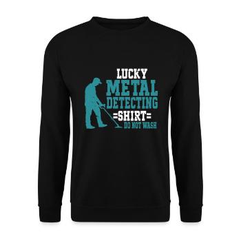 Metal Detector Shirt for Men Lucky Metal Detecting - Unisex Pullover - Schwarz - Vorne - Alina (178cm) & Michal (187cm)