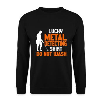 Metal Detector Shirt for Men Lucky Metal Detecting - Unisex Pullover - Schwarz - Vorne - Alina (178cm) & Michal (187cm)