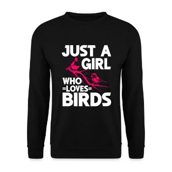 Bird Watching Cute Bird Lover - Unisex Pullover - Schwarz - Vorne - Alina (178cm) & Michal (187cm)