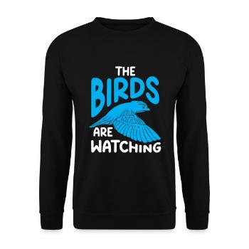 Bird Watching Cute Bird Lover - Unisex Pullover - Schwarz - Vorne - Alina (178cm) & Michal (187cm)