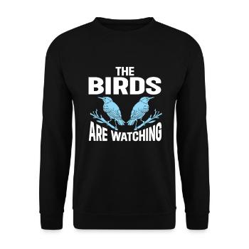 Bird Watching Cute Bird Lover - Unisex Pullover - Schwarz - Vorne - Alina (178cm) & Michal (187cm)